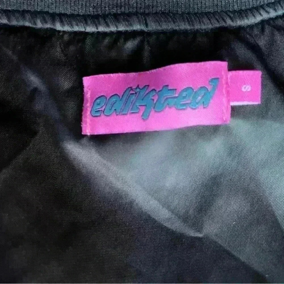 edikted retro letterman varsity jacket bomber button-up faux leather sleeves s - Picture 8 of 9